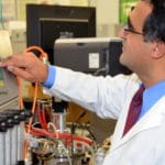 Penn State DeMirci with bioreactor