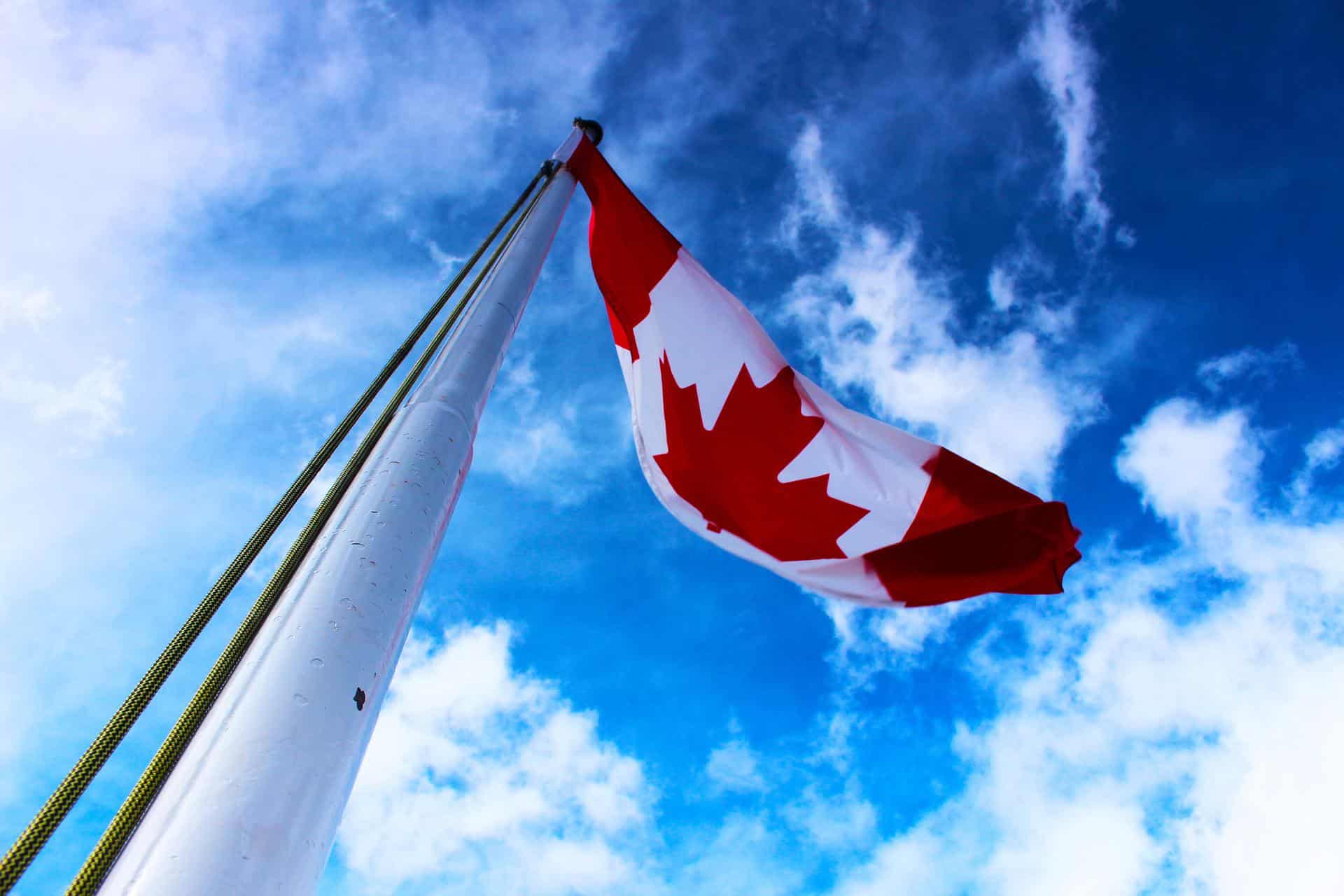 Canadian flag on flag pole