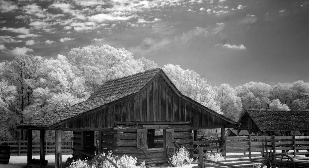 Black and white barn