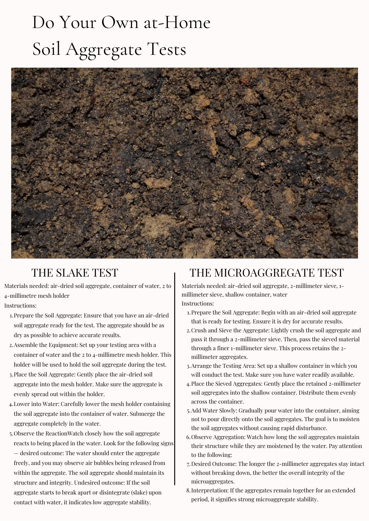 Soil Aggregate Tests